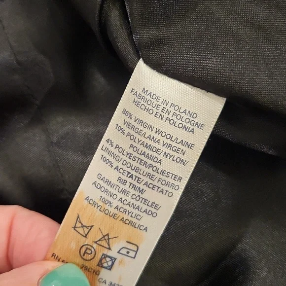 Beautiful gray and black wool French Connection button down/zipper coat size 8! - Picture 9 of 11